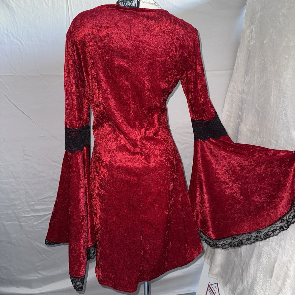Lip Service Dress Women Large Velvet Lace Goth Renaissance Witch Vampy 90s Bell - Picture 8 of 15